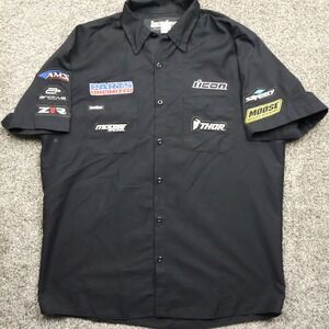 Throttle Threads Racing Shirt Men's Large Black Sponsor Graphic‎ Shopwear Top